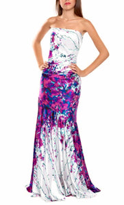 6 - la femme multicolor floral silk gown
