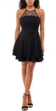 XL - emerald sundae black confetti glitter halter dress