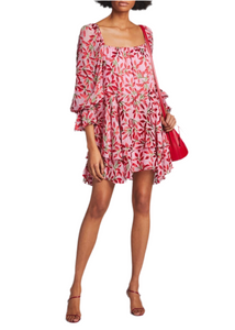 2 - alice & olivia pink square neck ruffle dress