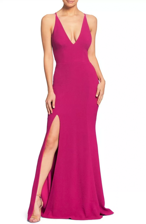 S - dress the population pink fitted gown