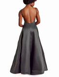 4 - ABS by allen schwartz gunmetal open back ball gown