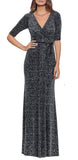 L - ssb black & silver metallic stripe maxi dress