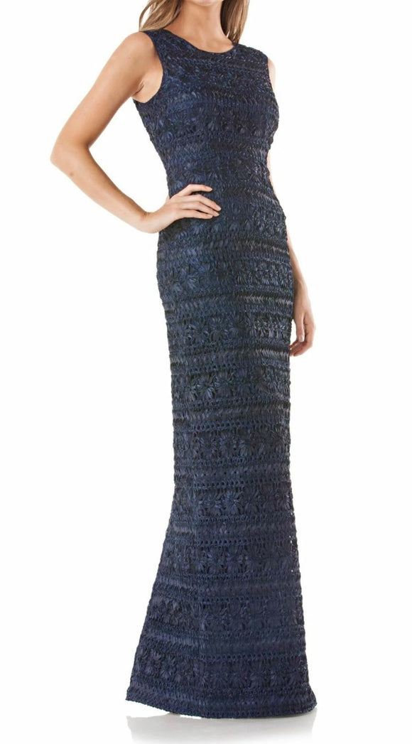 2 - js collections navy soutache ribbon fitted gown