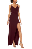 XL - emerald sundae burgundy faux wrap gown