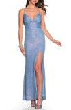 14 - ssb blue iridescent sequin column gown