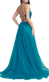 2 - ssb teal strappy back tulle ball gown