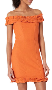 8/10 - ssb orange off the shoulder casual dress