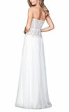 2 - la femme white corseted belted strapless gown