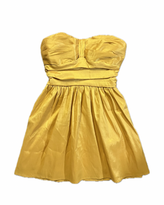 L - double zero yellow strapless party dress