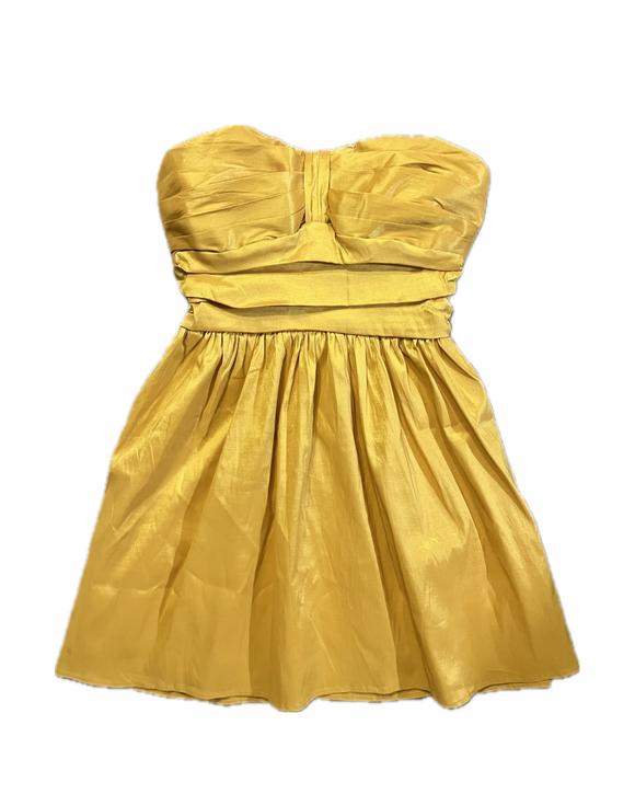 L - double zero yellow strapless party dress