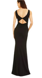 XL - emerald sundae black v-neck cutout gown