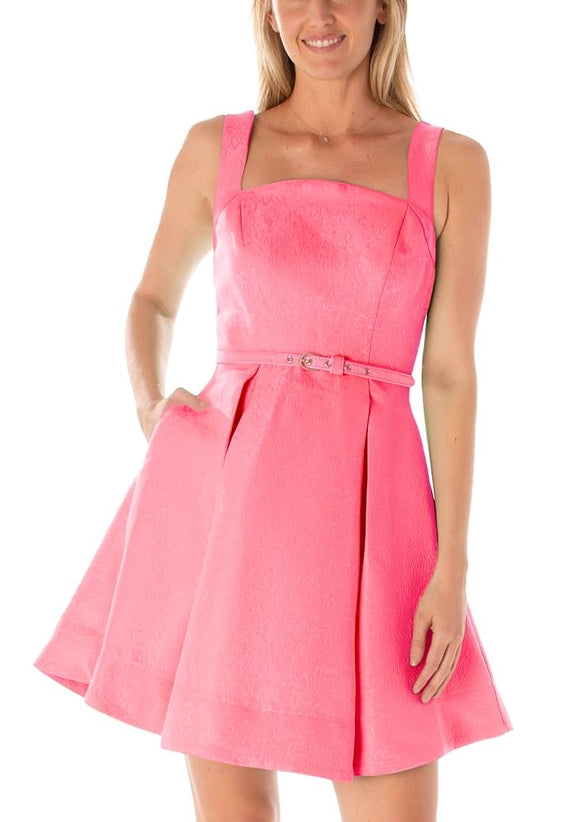 10 - maison tara pink jacquard dress