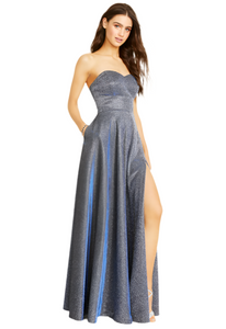 7 - b darlin silver glitter strapless gown