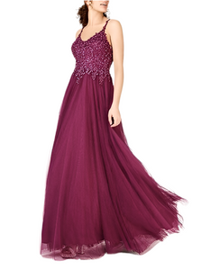 3 - say yes to the prom berry embellished tulle ball gown