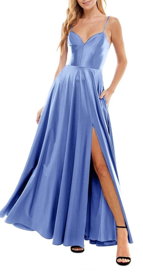 1 - city studio blue satin a-line gown