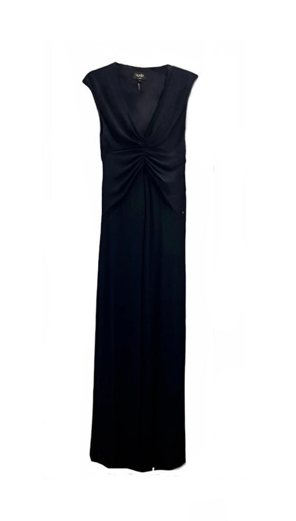 laundry by shelli segal black sleeveless cinched waist maxi dress