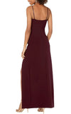 XL - emerald sundae burgundy faux wrap gown