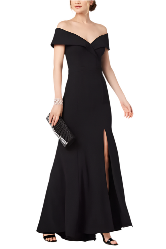 4 - xscape black off shoulder gown