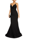 12 - glamour by terani couture black ruched mermaid gown