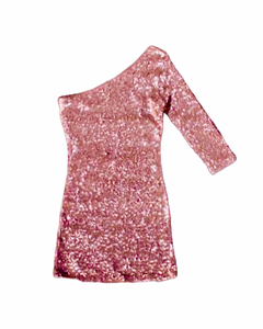 S - tea n rose pink one shoulder sequin party dress