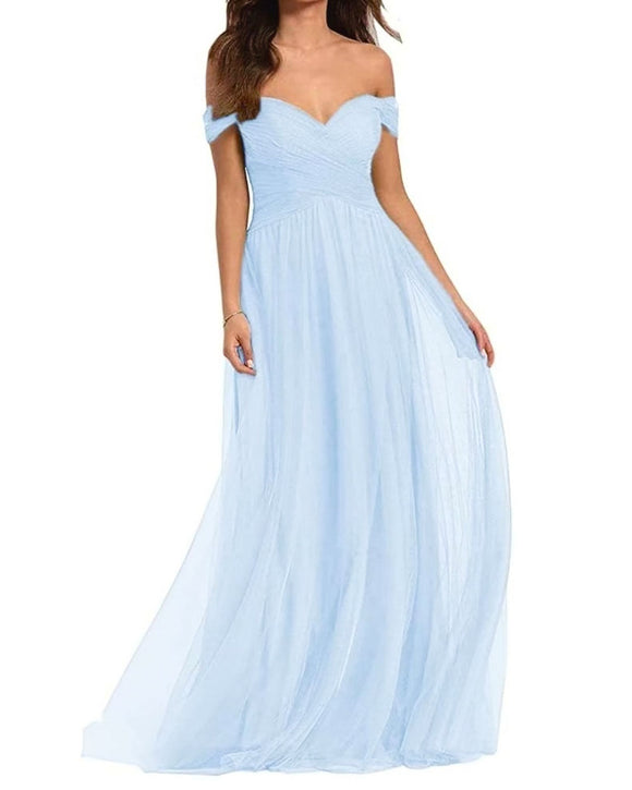 14 - kleinfeld light blue off the shoulder tulle gown