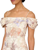 aidan mattox champagne metallic floral ball gown