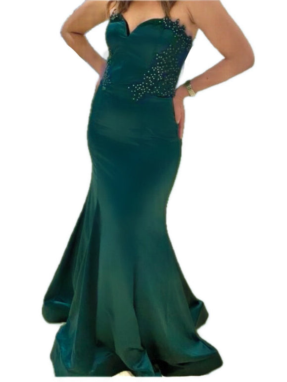 9 - city studio green strapless mermaid gown