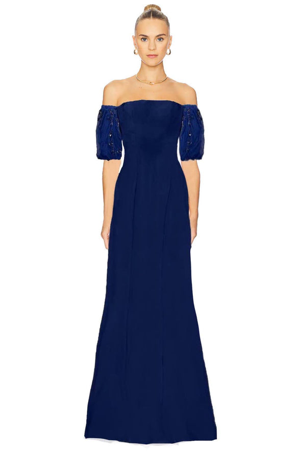 6 - aidan mattox navy puff sleeve gown