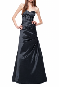 14 - morilee charcoal gray strapless satin gown