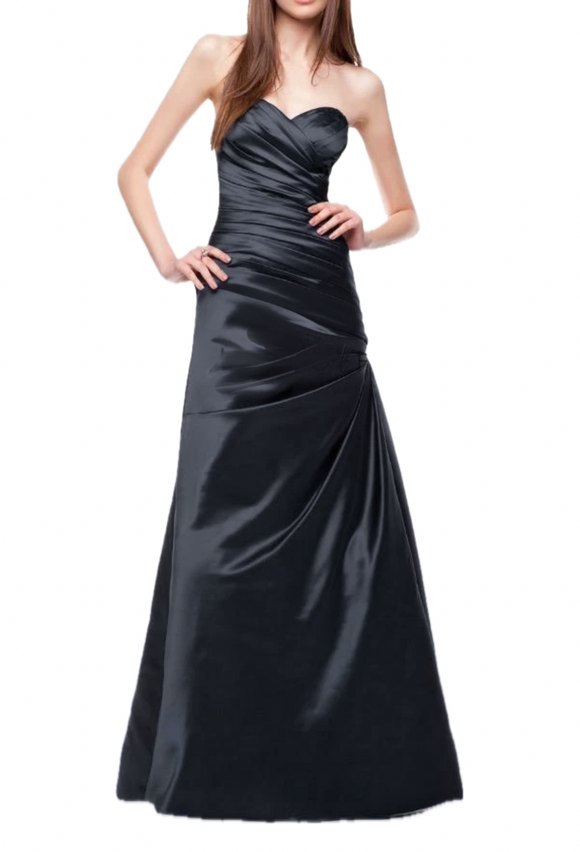 14 - morilee charcoal gray strapless satin gown