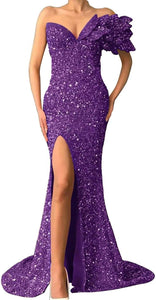 10 - ssb purple one shoulder sequin gown