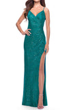 6 - ssb teal faux wrap sequin gown
