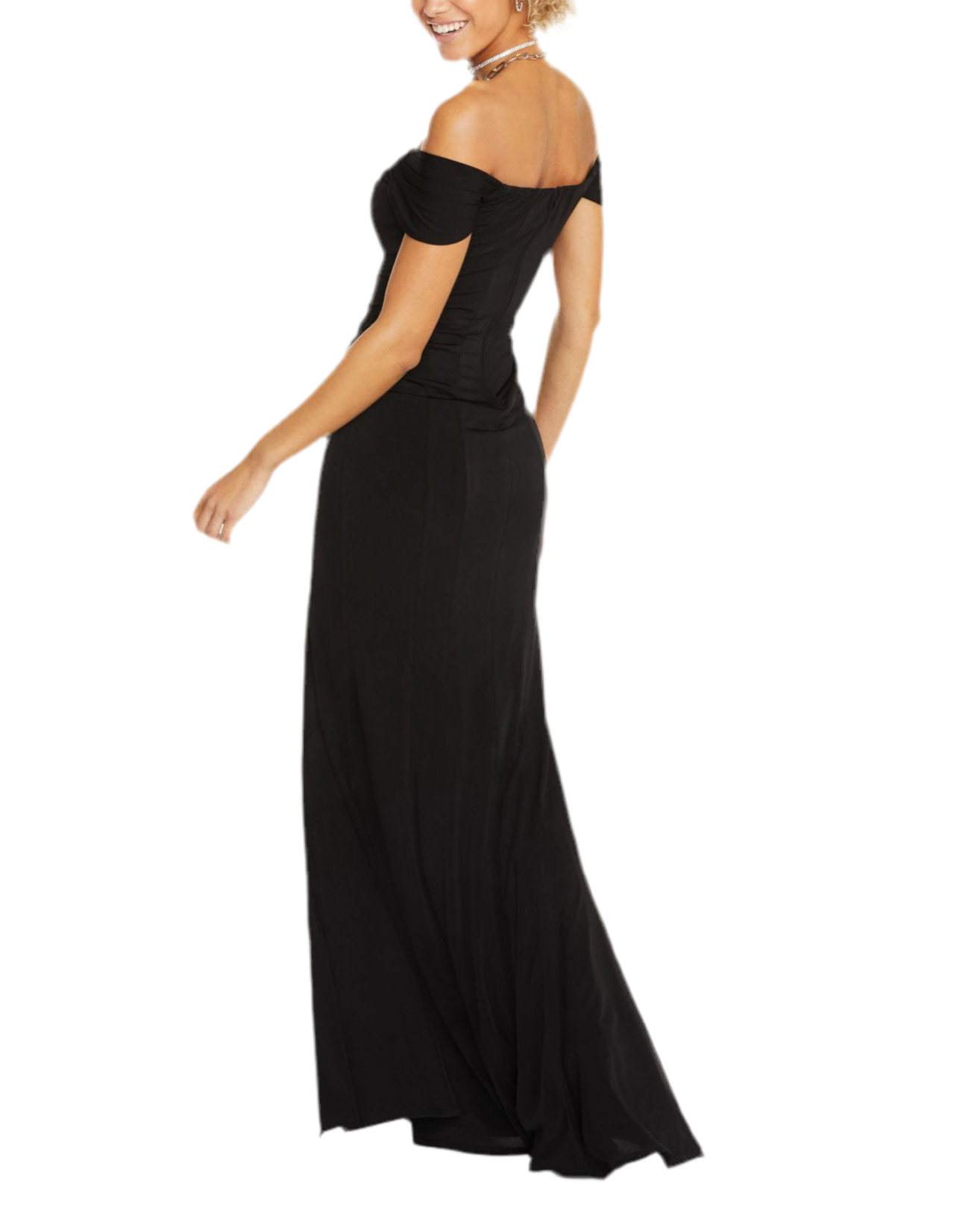 S - emerald sundae black off the shoulder ruched gown S - emerald sundae black off the shoulder ruched gown