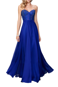 00 - la femme blue beaded & corseted strapless gown