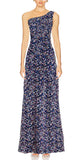 4 - ramy brook olivia navy mini floral sequin one shoulder gown