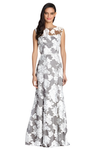 8 - tahari grey & white organza gown
