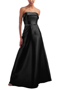 4 - carmen marc valvo black strapless satin ball gown