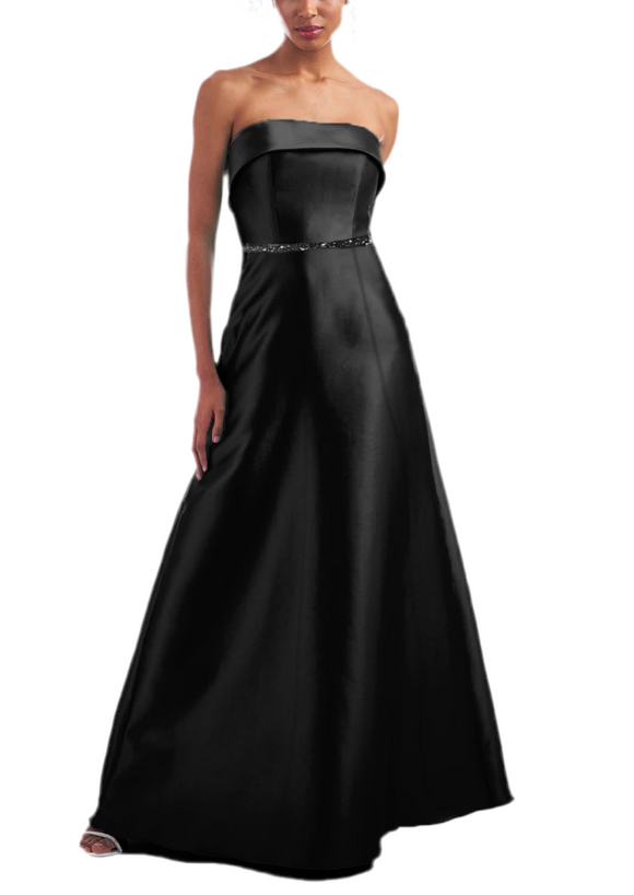 4 - carmen marc valvo black strapless satin ball gown