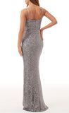 L - ssb silvery purple stretch sequin column gown