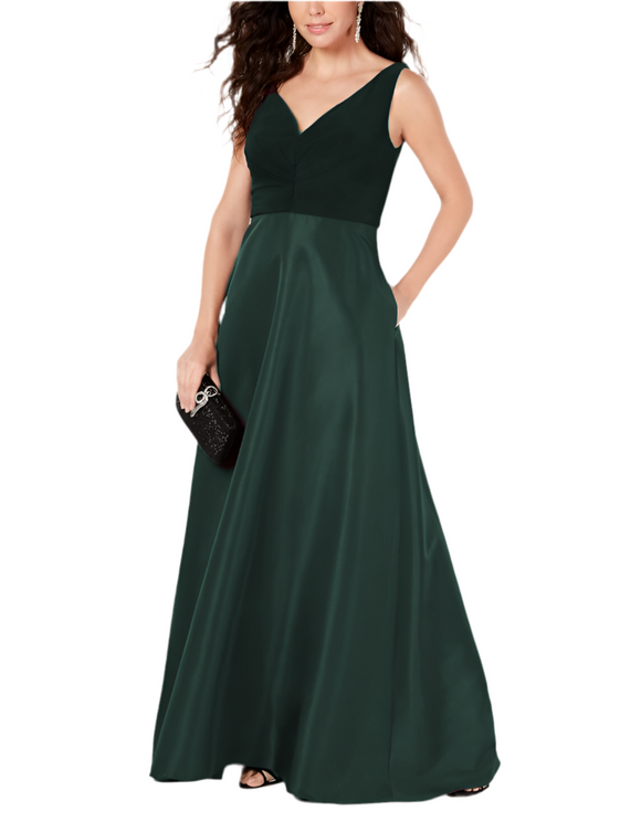 10 - adrianna papell emerald green taffeta gown