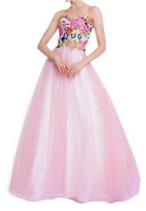 10 - cinderella divine pink floral tulle strapless ball gown