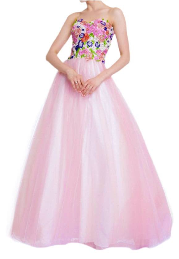 10 - cinderella divine pink floral tulle strapless ball gown