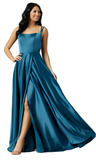 6 - promgirl ocean blue strappy back satin gown