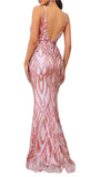 M - ssb pink patterned sequin mermaid gown
