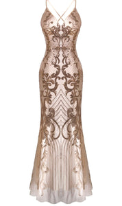 S - ssb gold gatsby sequin gown