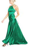 7 - blondie nites kelly green satin strappy gown