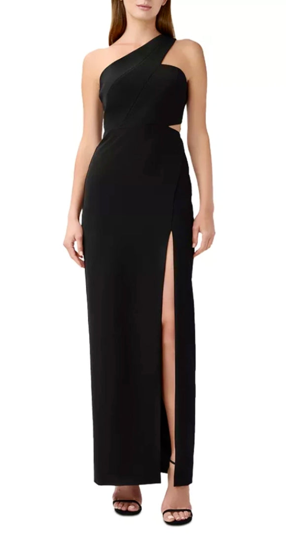 12 - liv foster black one shoulder small cutout gown