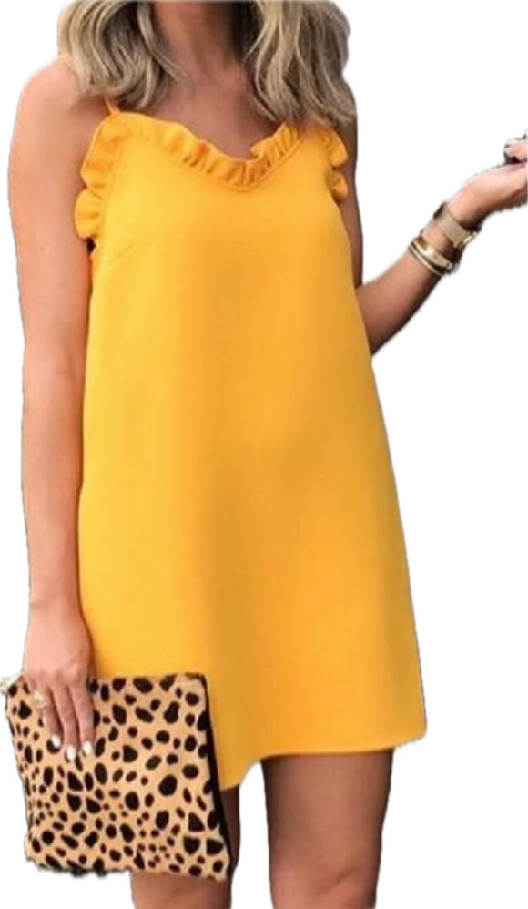 6 - topshop yellow ruffled shift dress