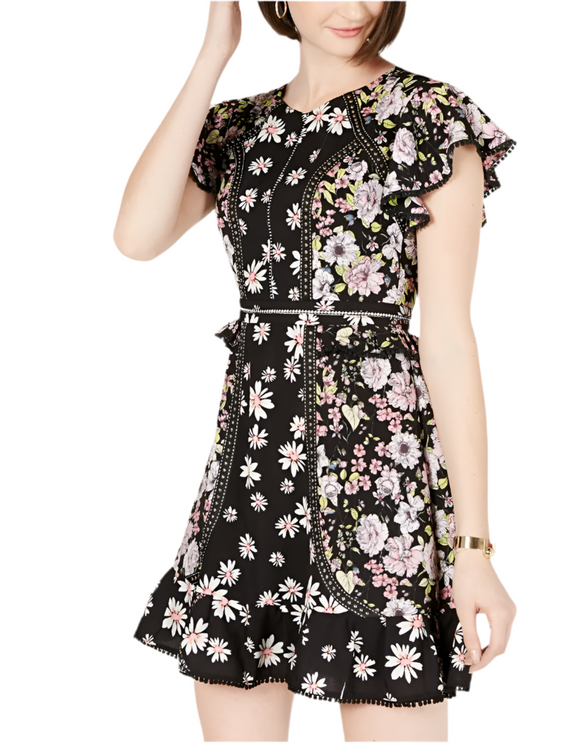 0 - laundry by shelli segal black embroidered floral dress