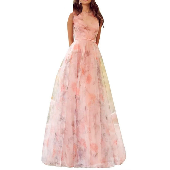 S - ssb pink floral organza gown